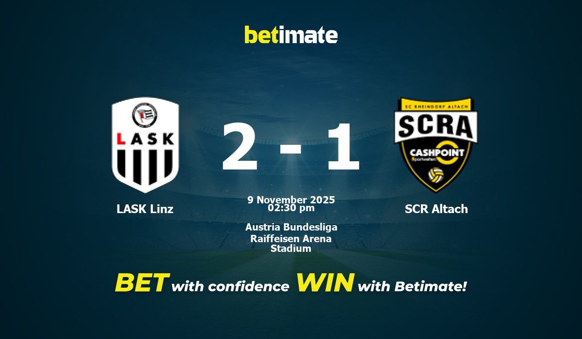 LASK Linz gegen SCR Altach: Prognose, Quoten & Wett-Tipps 11.09.2025