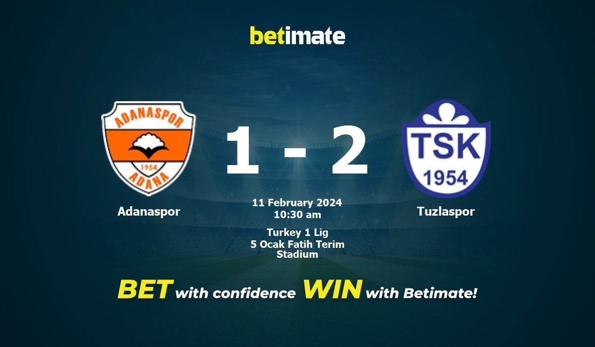 Adanaspor vs Tuzlaspor Prediction Odds Betting Tips 02 11 2024