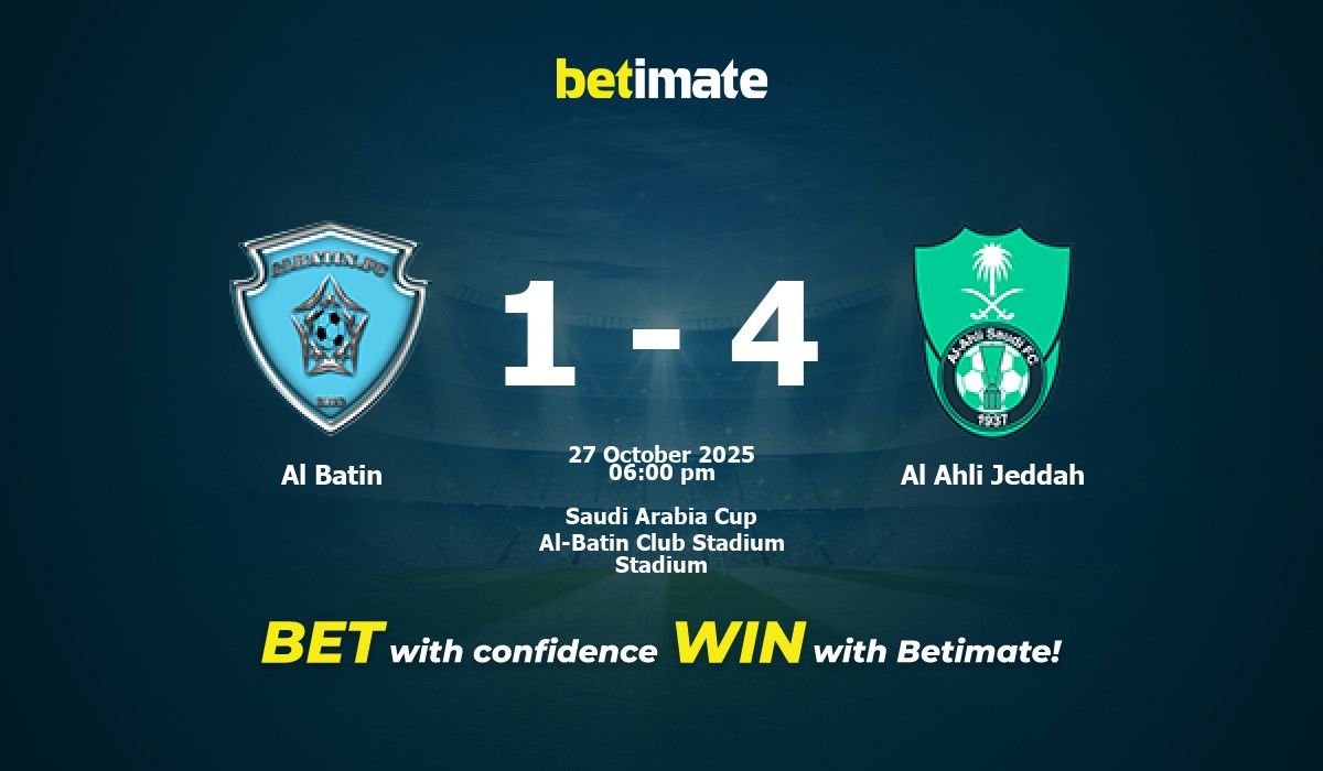 Al Batin vs Al Ahli Jeddah Prediction, Odds & Betting Tips 10/27/2025