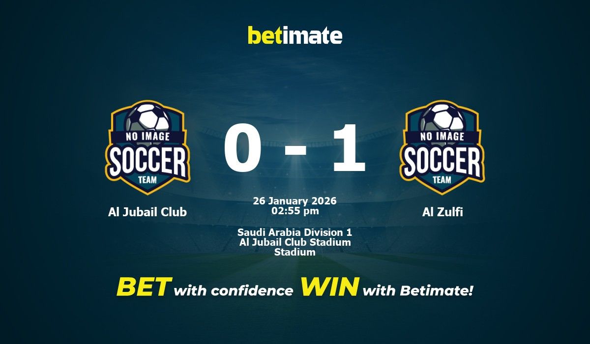 Al Jubail Club vs Al Zulfi Prediction, Odds & Betting Tips 01/26/2026