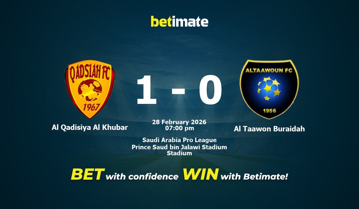 Al Qadisiya Al Khubar vs Al Taawon Buraidah Prediction, Odds & Betting ...