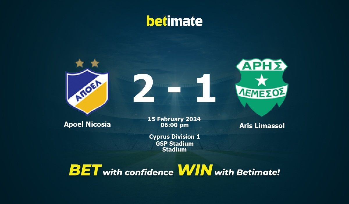 Apoel Nicosia vs Aris Limassol Prediction, Odds & Betting Tips 02/15/2024