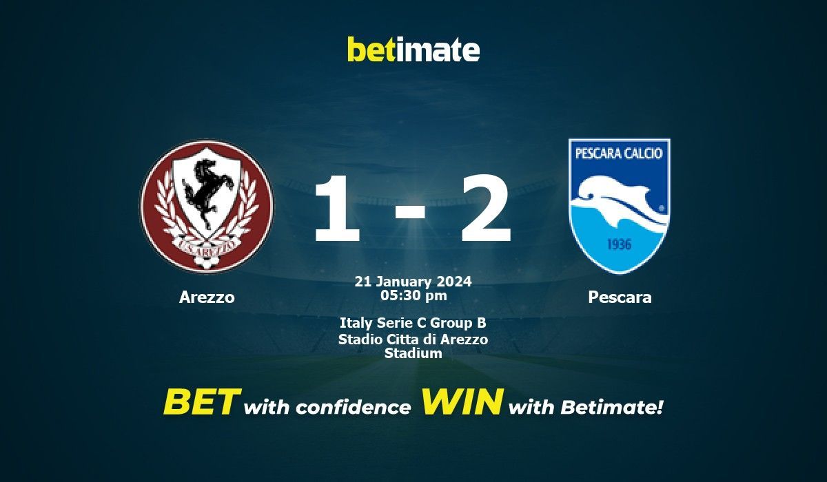 Arezzo vs Pescara Prediction Odds Betting Tips 01 21 2024