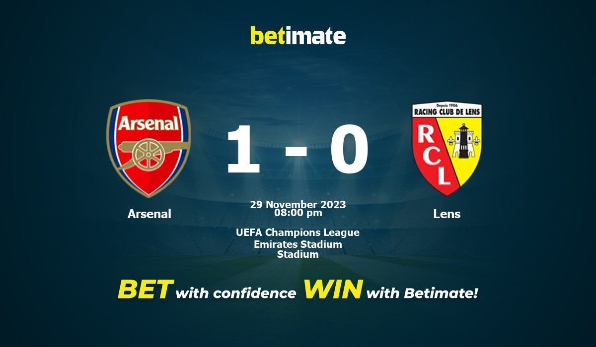 Arsenal vs Lens Prediction, Odds & Betting Tips 11/29/2023