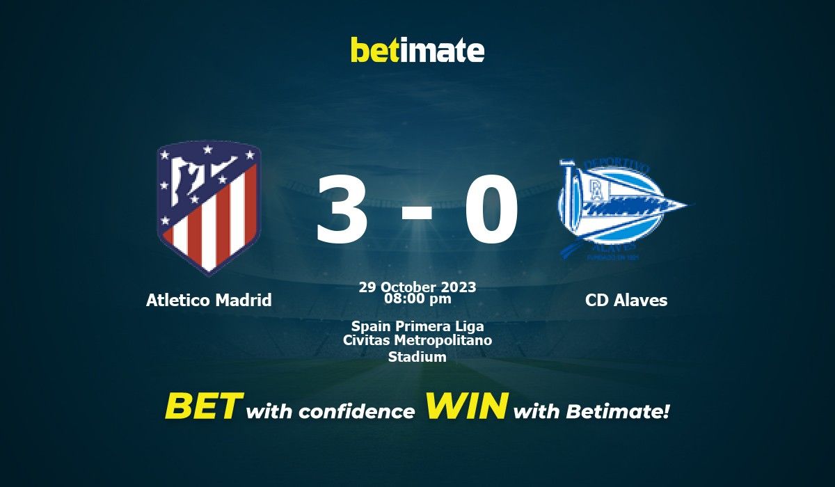 Atlético de Madrid - Deportivo Alaves betting predictions and match preview  for 29 October 2023