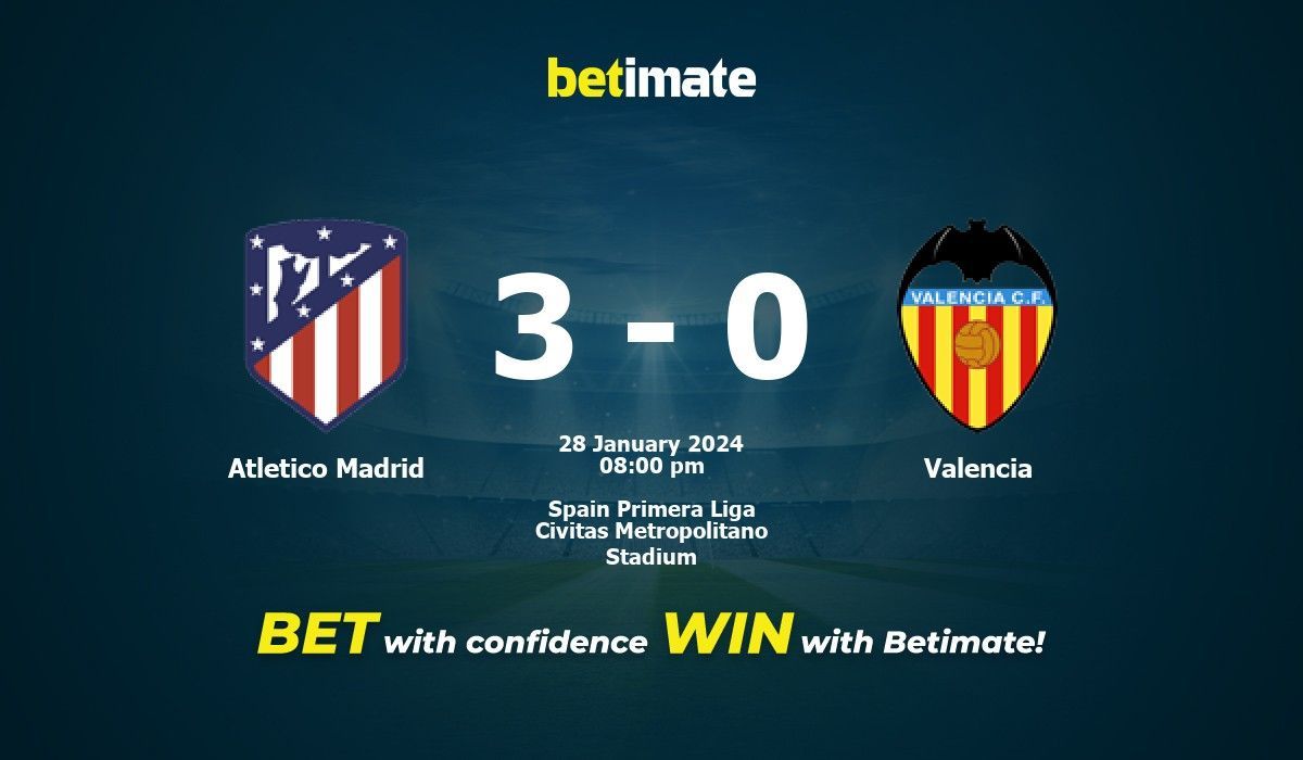 Atletico Madrid vs Valencia Prediction, Odds & Betting Tips 01/28/2024