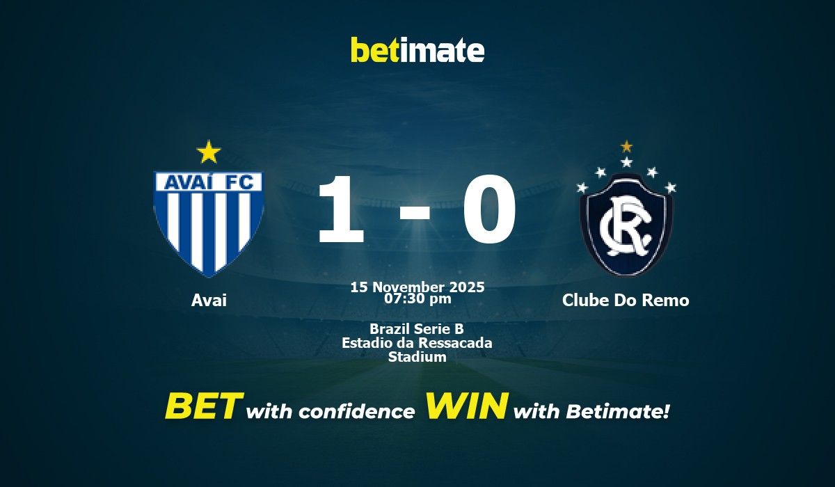 Avai vs Clube Do Remo Prediction, Odds & Betting Tips 11/15/2025