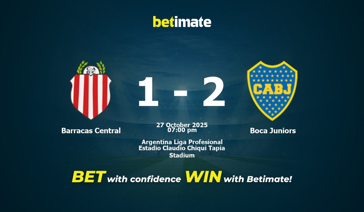 Barracas Central vs Boca Juniors Prediction, Odds & Betting Tips 10/27/2025