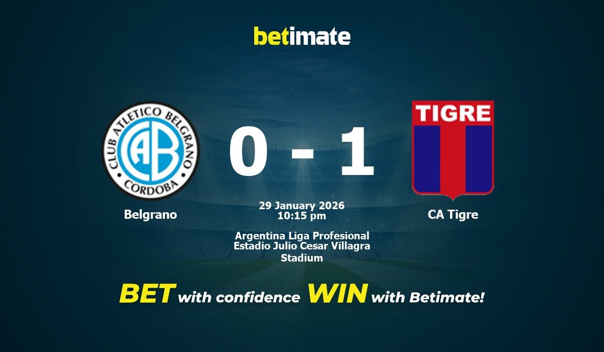 Belgrano vs CA Tigre Prediction, Odds & Betting Tips 01/29/2026