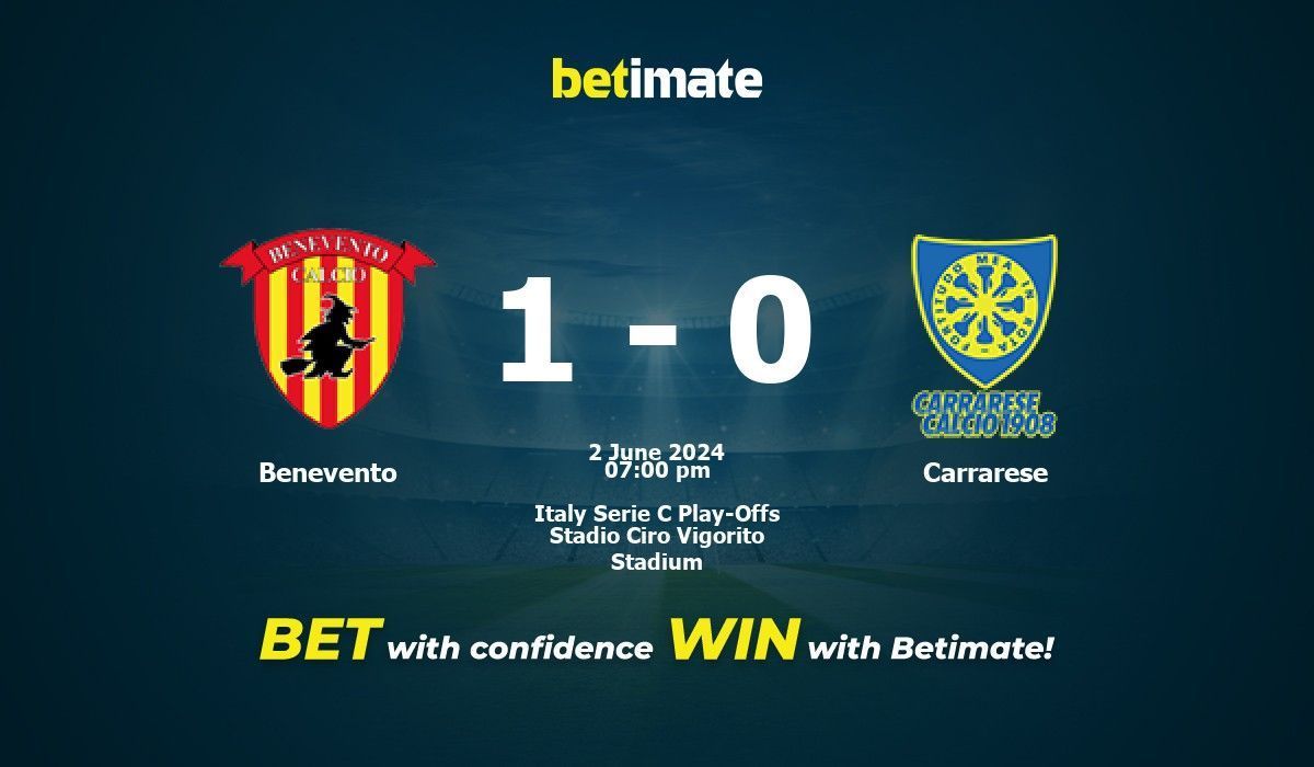 Benevento Vs Carrarese Prediction, Odds & Betting Tips 06/02/2024