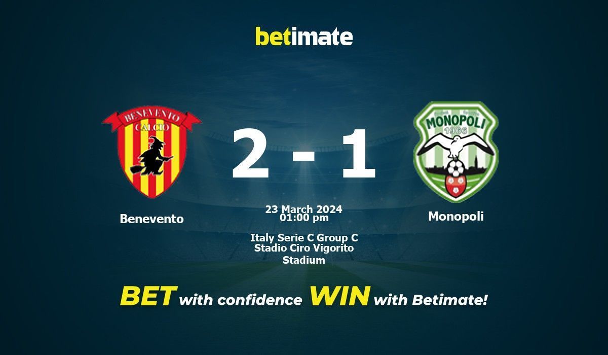 Benevento vs Monopoli Prediction Odds Betting Tips 03 23 2024