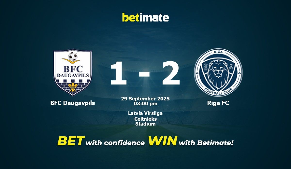 BFC Daugavpils vs Riga FC Prediction, Odds & Betting Tips 09/29/2025