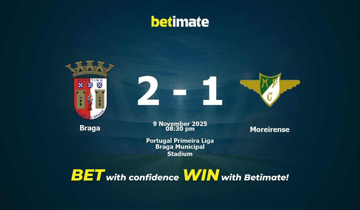 Braga vs Moreirense Prediction, Odds & Betting Tips 11/09/2025