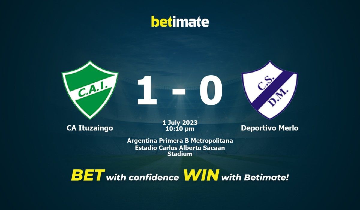 Ituzaingo vs Deportivo Merlo - live score, predicted lineups and H2H stats.