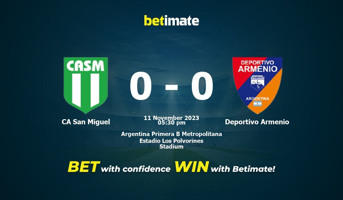 CA San Miguel vs Deportivo Armenio Prediction, Odds & Betting Tips  11/11/2023