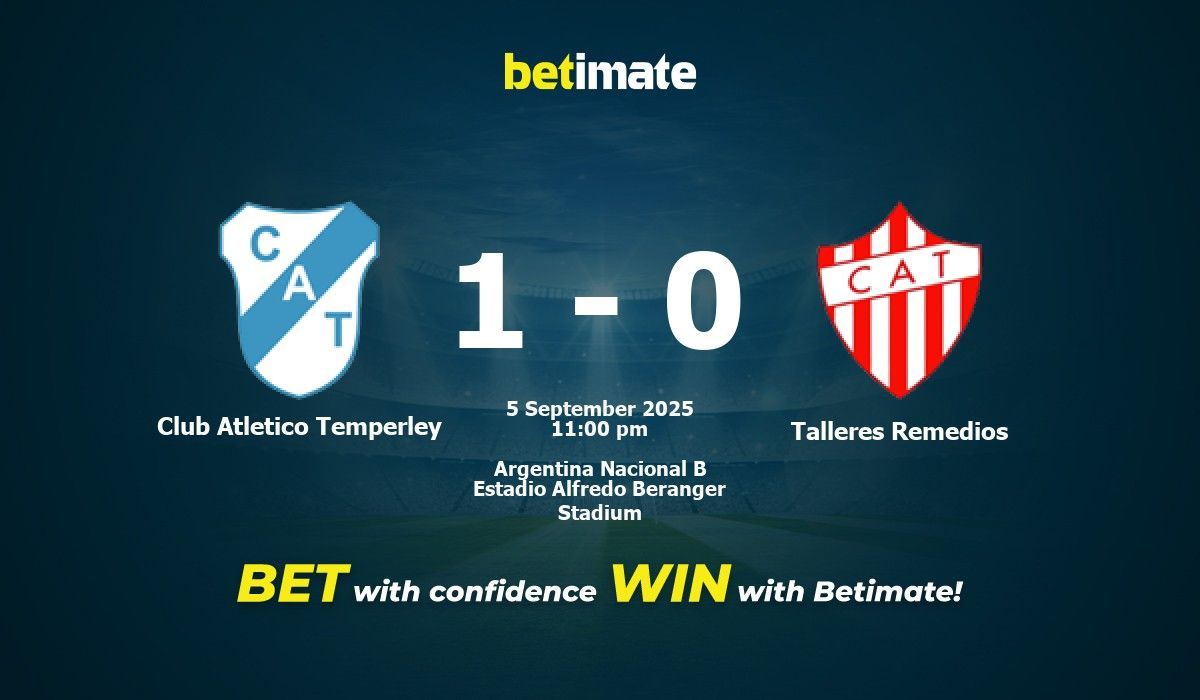 Club Atletico Temperley vs Talleres Remedios 预测、赔率和投注技巧 09/05/2025