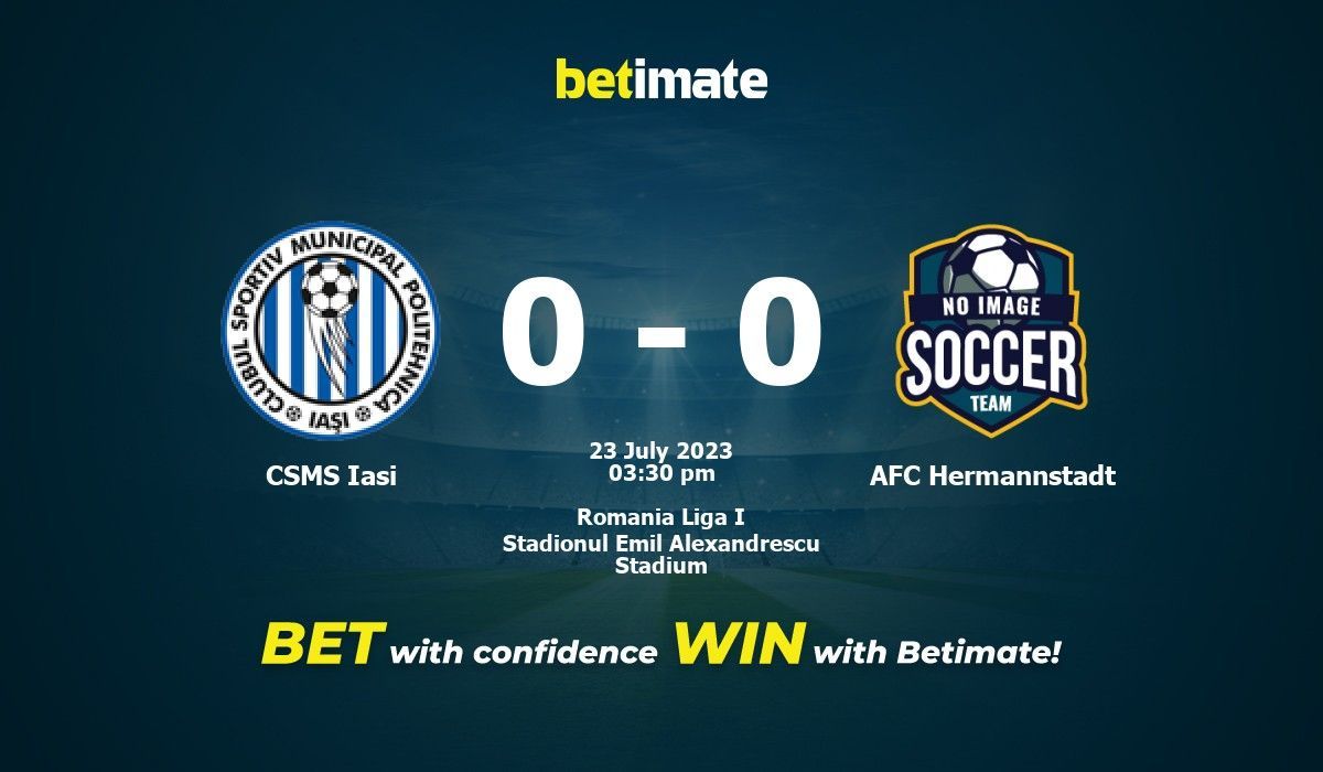 CSMS Iasi vs AFC Hermannstadt Prediction, Odds & Betting Tips 07/23/2023