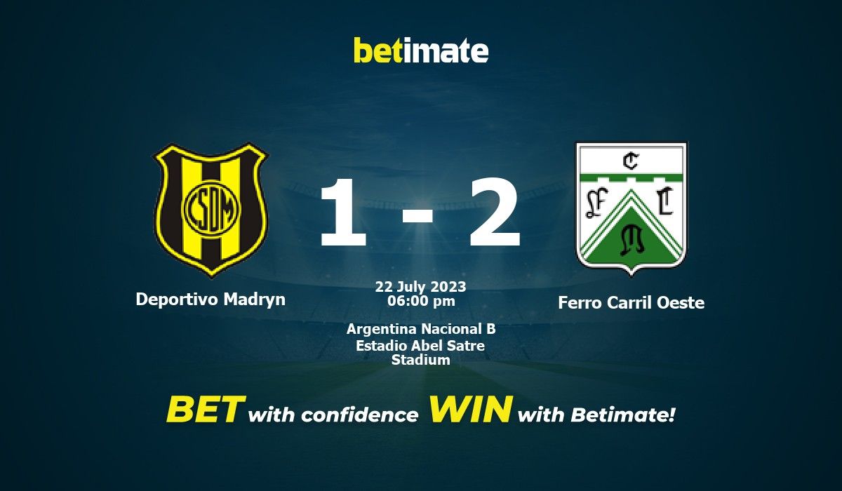 Deportivo Madryn vs Ferro Carril Oeste - live score, predicted lineups and  H2H stats.