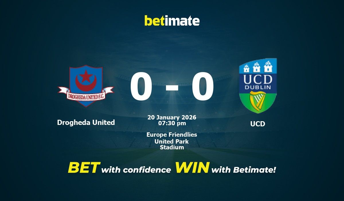 Drogheda United vs UCD Prediction, Odds & Betting Tips 01/20/2026