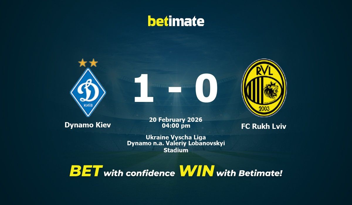 Dynamo Kiev vs FC Rukh Lviv Prediction, Odds & Betting Tips 02/20/2026
