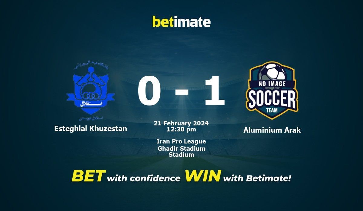 Esteghlal Khuzestan vs Aluminium Arak Prediction Odds Betting