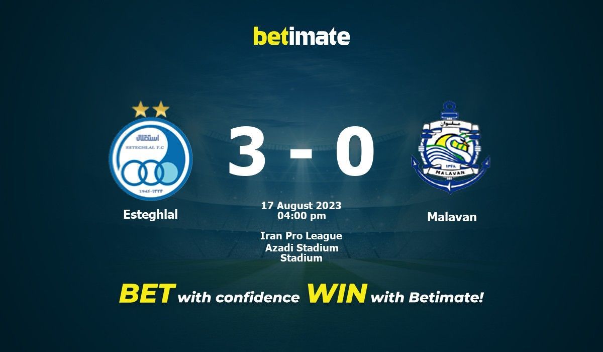 Malavan vs Esteghlal FC teams information, statistics and results