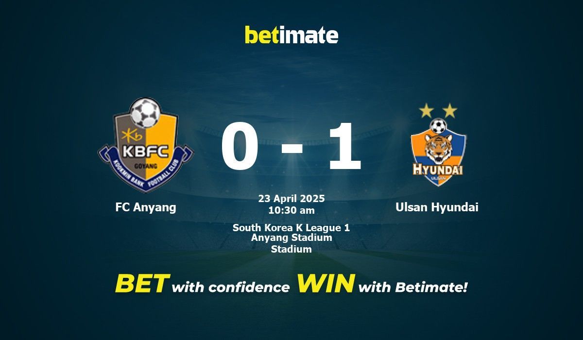 FC Anyang vs Ulsan Hyundai Prediction, Odds & Betting Tips 04/23/2025