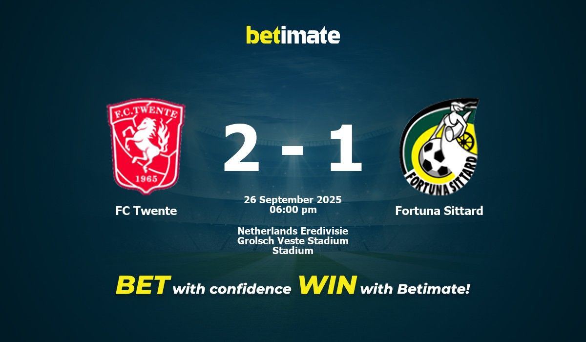 FC Twente vs Fortuna Sittard Prediction, Odds & Betting Tips 09/26/2025