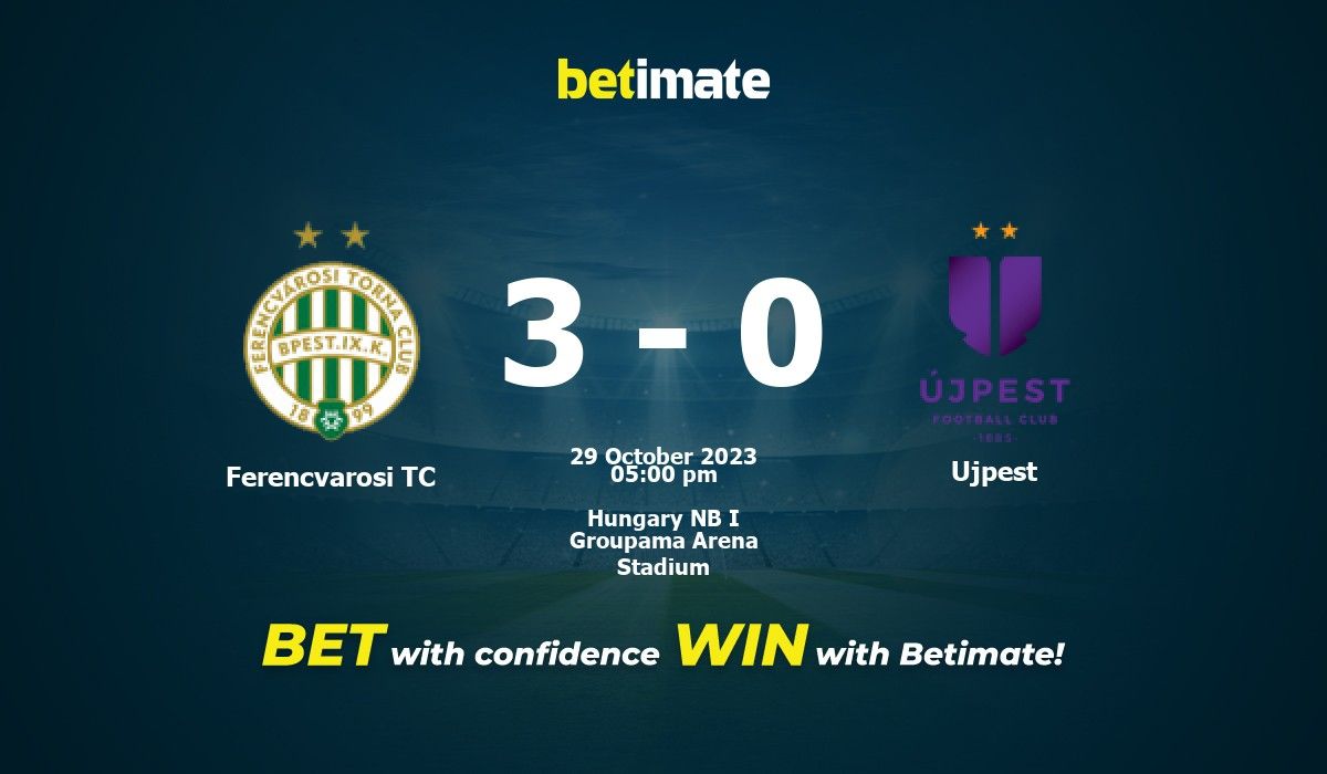 Ferencváros TC vs Újpest live score, H2H and lineups