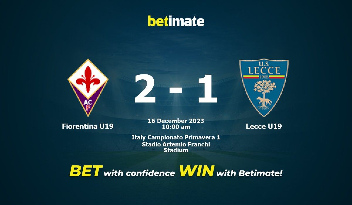 Fiorentina U19 - Lecce U19 betting predictions, odds and match statistics  for 16 December 2023