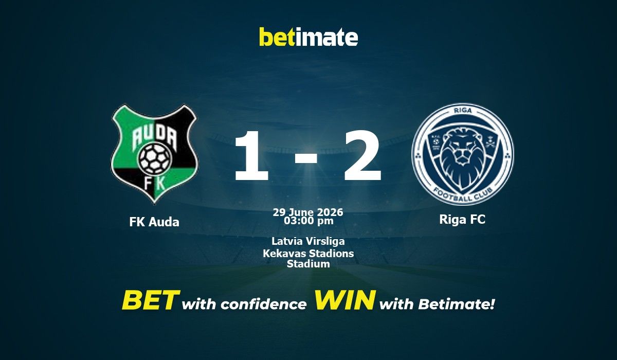 FK Auda vs Riga FC Prediction, Odds & Betting Tips 06/29/2026