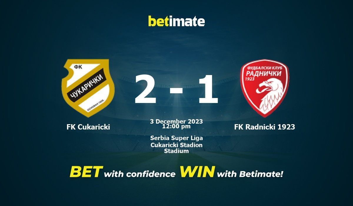 Cukaricki vs FK Radnicki 1923 - live score, predicted lineups and