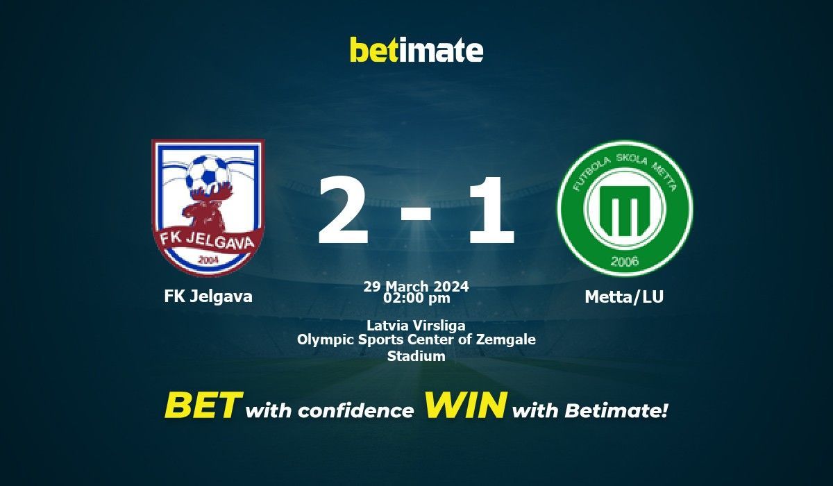 FK Jelgava vs Metta/LU Prediction, Odds & Betting Tips 03/29/2024