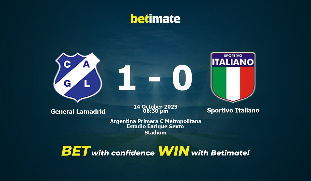 Sportivo Italiano vs General Lamadrid live score, H2H and lineups