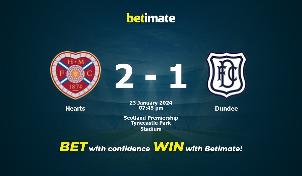 Hearts vs Dundee Prediction, Odds & Betting Tips 01/23/2024