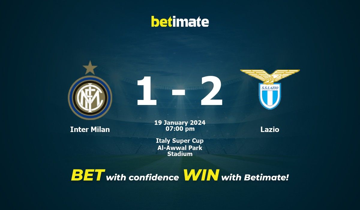 Inter Milan vs Lazio Prediction, Odds & Betting Tips 01/19/2024