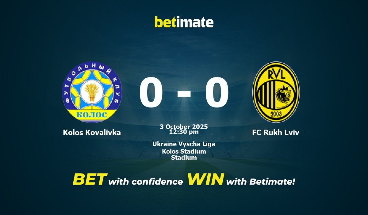 Kolos Kovalivka vs FC Rukh Lviv Prediction, Odds & Betting Tips 10/03/2025