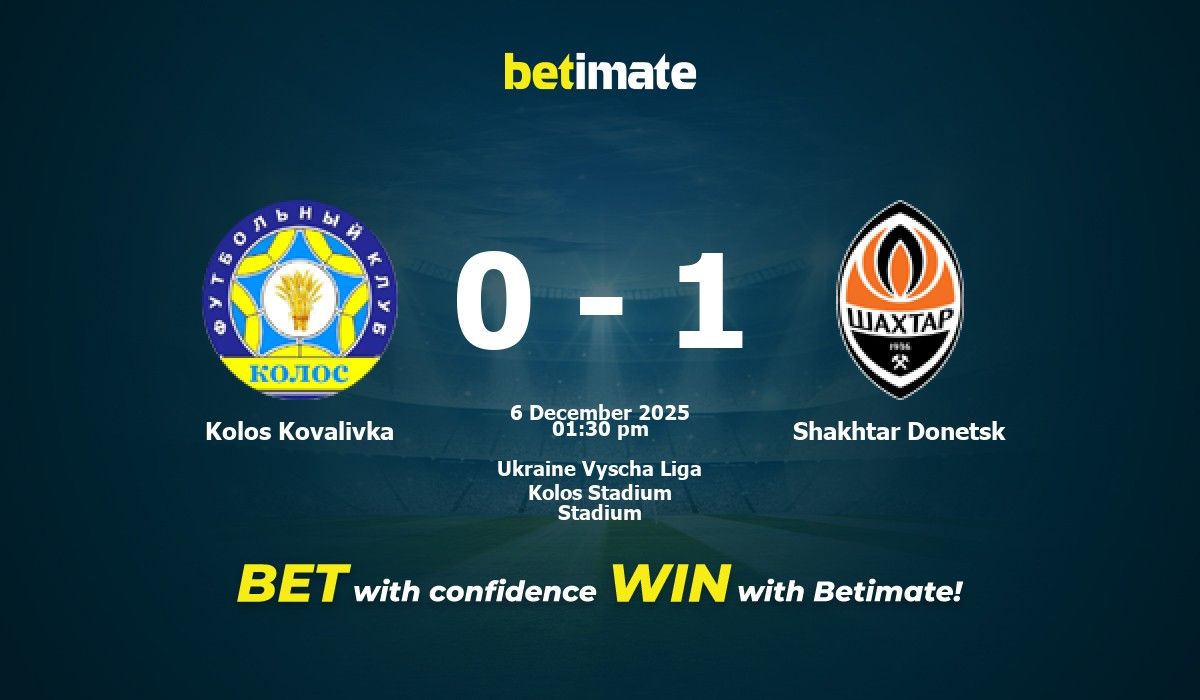 Kolos Kovalivka vs Shakhtar Donetsk Prediction, Odds & Betting Tips 12 ...