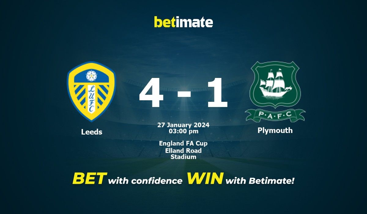 Leeds vs Plymouth Prediction, Odds & Betting Tips 01/27/2024