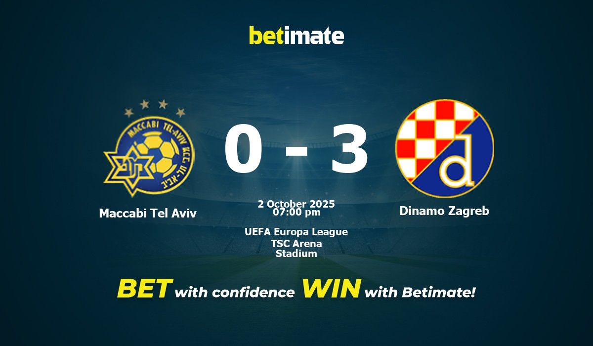 Maccabi Tel Aviv vs Dinamo Zagreb Prediction, Odds & Betting Tips 10/02 ...