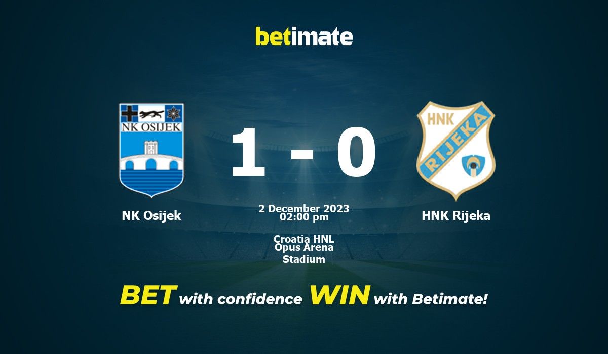 NK Osijek vs HNK Rijeka live score, H2H and lineups