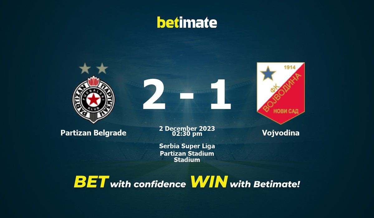 Partizan Belgrade vs Vojvodina Prediction, Odds & Betting Tips 12/02/2023