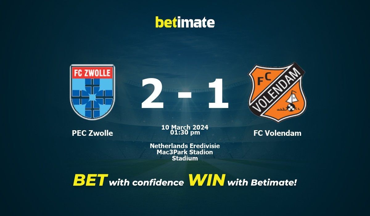 PEC Zwolle vs FC Volendam Prediction Odds Betting Tips 03 10 2024