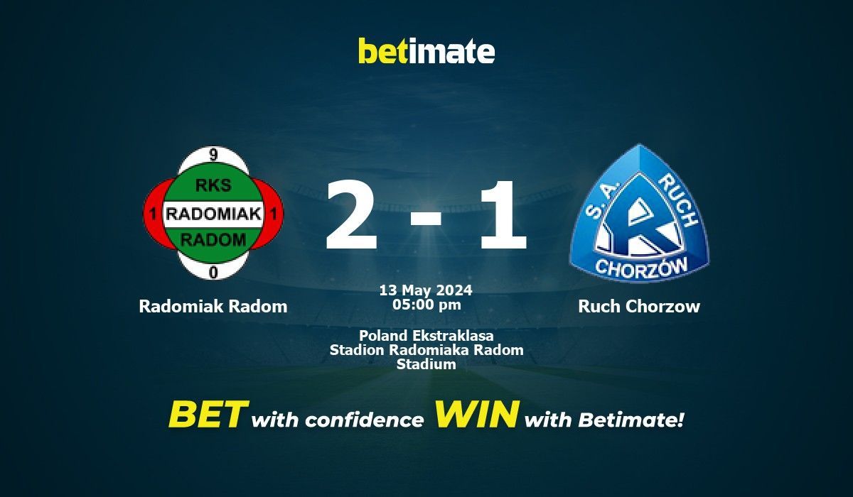 Radomiak Radom vs Ruch Chorzow » Predictions, Odds & Scores