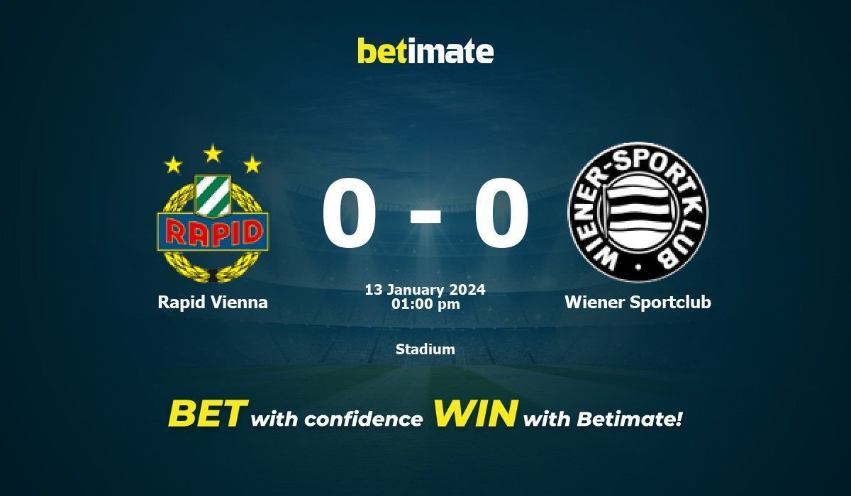 Rapid Vienna vs Wiener Prediction, Odds & Betting Tips 01/13/2024