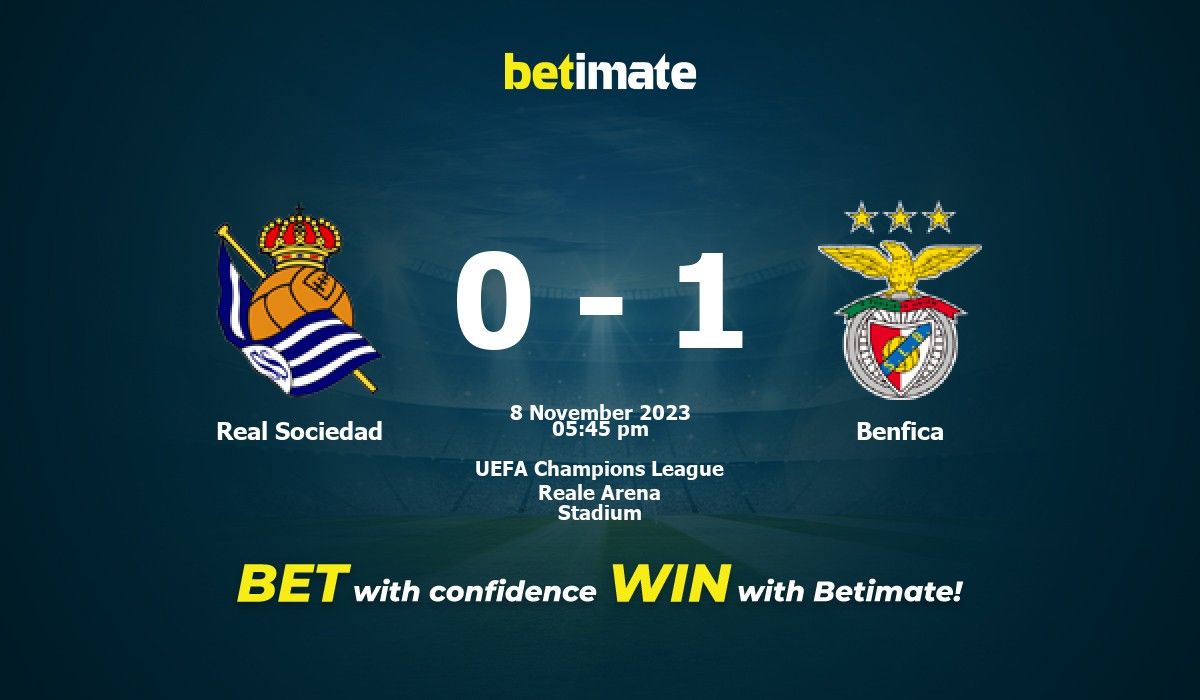 Real Sociedad vs Benfica Prediction, Odds & Betting Tips 11/08/2023
