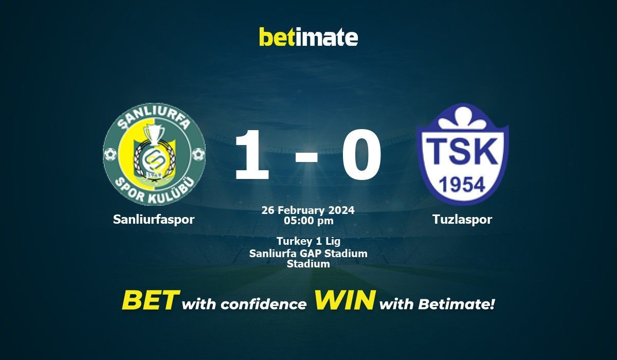 Sanliurfaspor vs Tuzlaspor Prediction Odds Betting Tips 02 26 2024