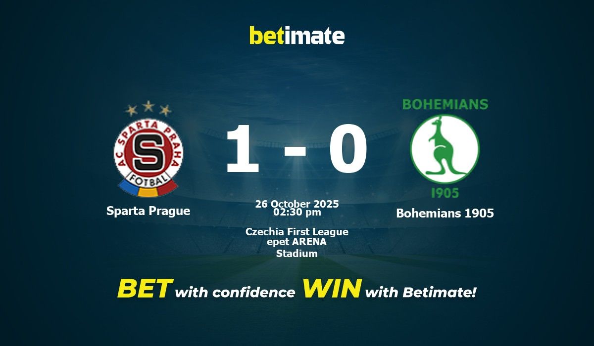 Sparta Prague vs Bohemians 1905 Prediction, Odds & Betting Tips 10/26/2025