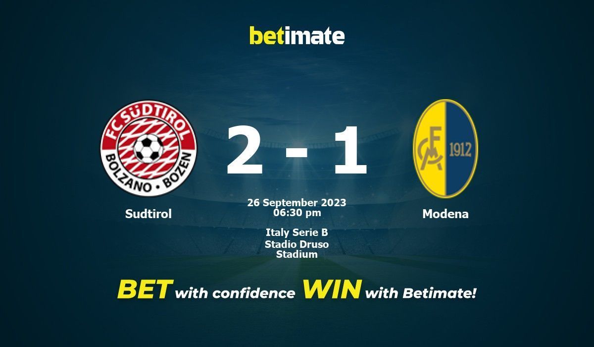 FC Sudtirol vs Modena» Predictions, Odds, Live Score & Stats