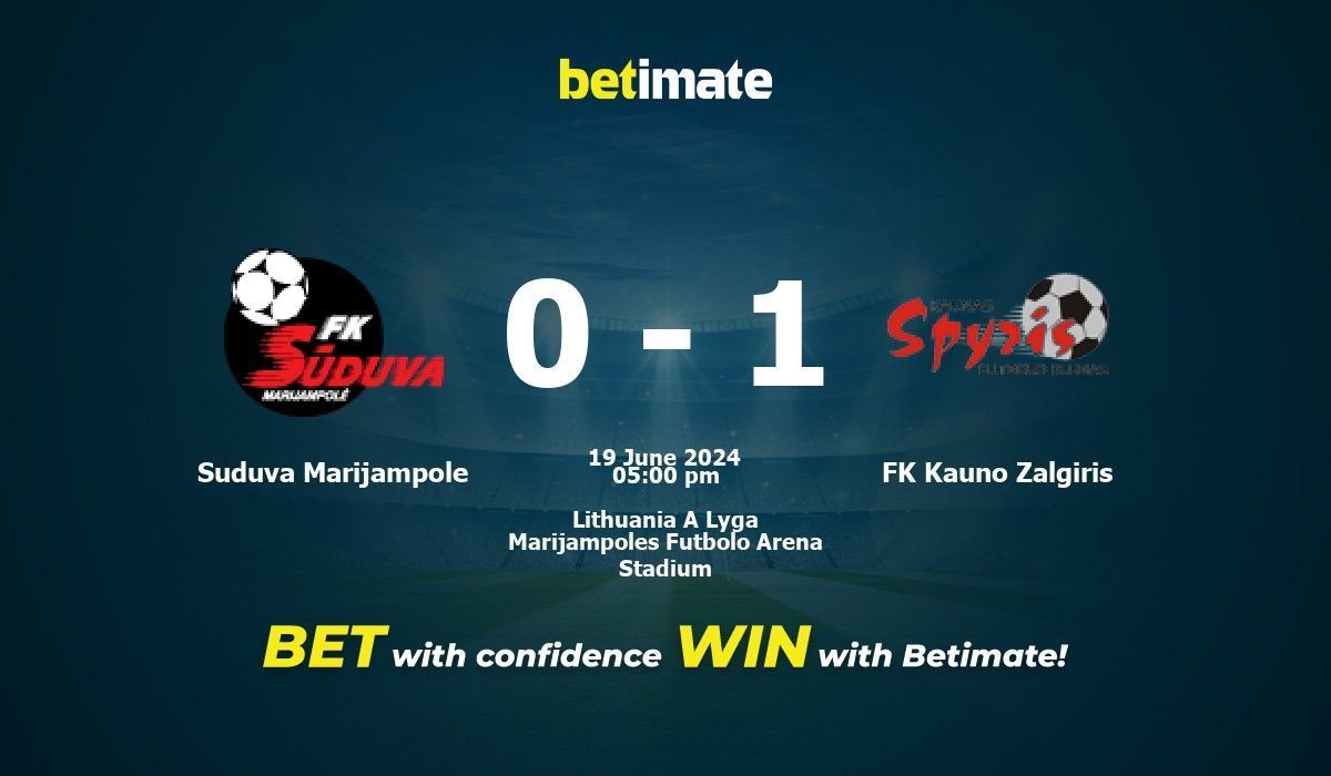 Suduva Marijampole vs FK Kauno Zalgiris Prediction, Odds & Betting Tips